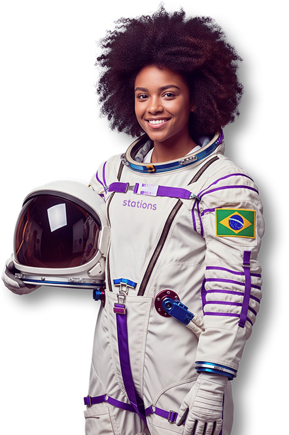Mulher com roupa de astronauta